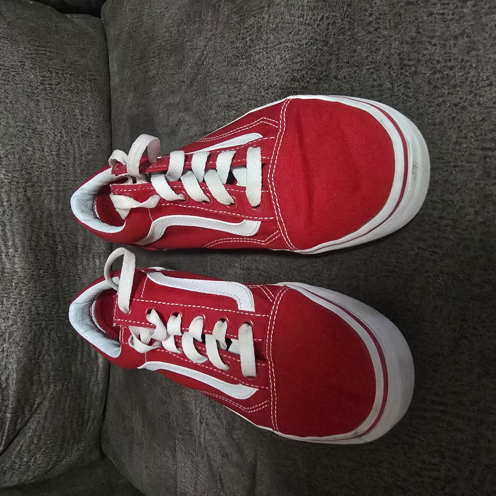 Vans Red and White Old Skool Sneakers